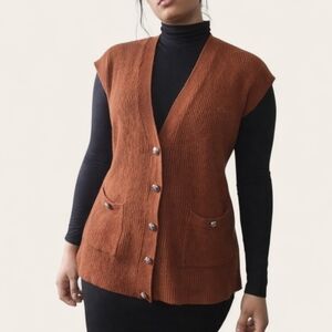 Tahari Rust Sleeveless Cardigan